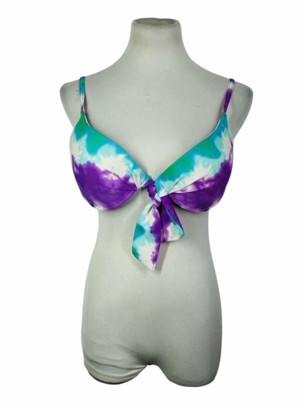 10/$25🦋 Bikini Bay Teal & Purple Tie-Dye Push Up Bikini Top - Size 36D